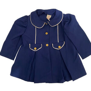 R-Gee Originals Vintage Navy Sailor Coat Girls 24 Months Pleated Gold Buttons